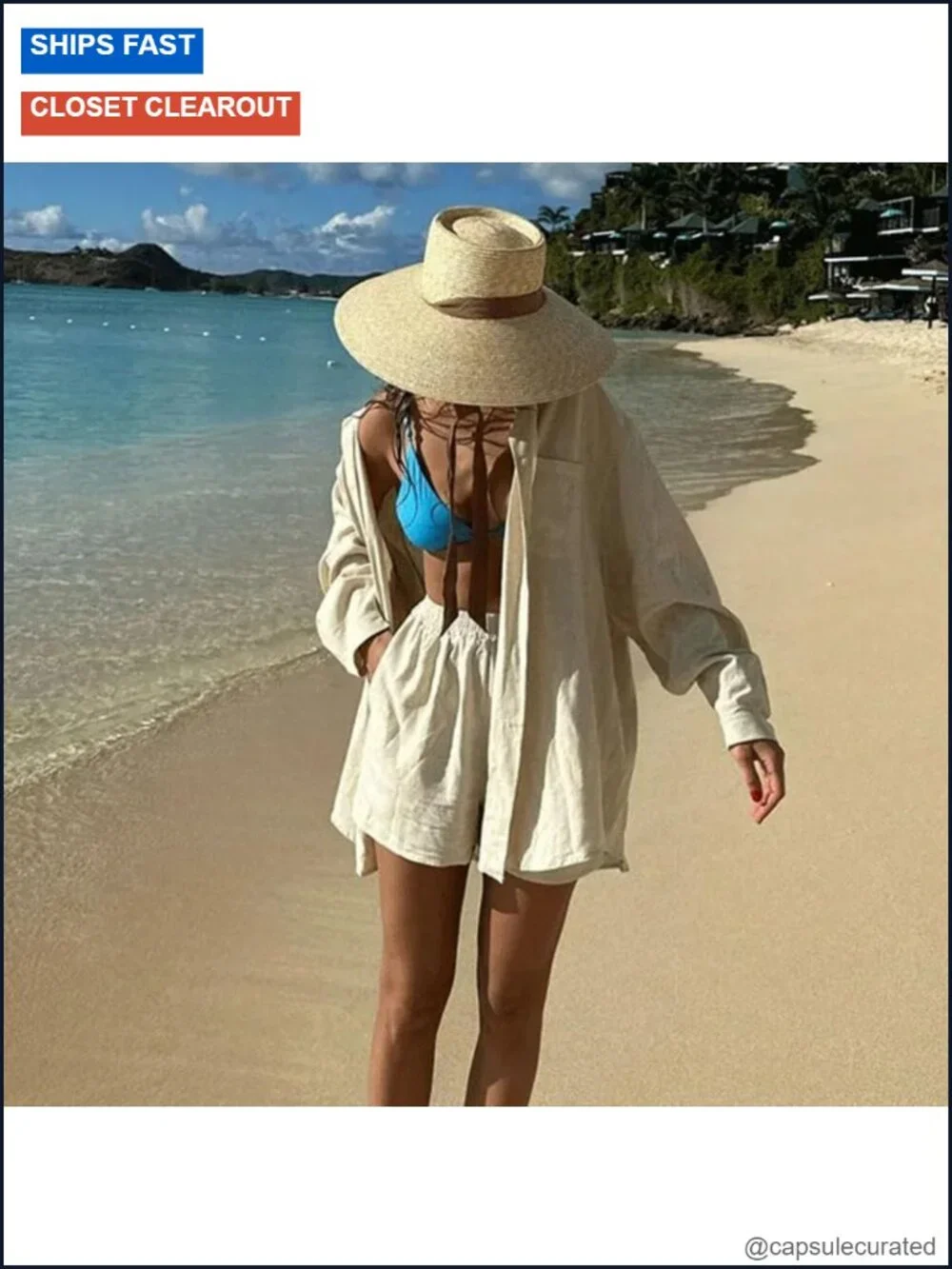Women Straw Sun Hat Wide Brim UPF 50+ Chin Strap Beach UV Protection Adjustable